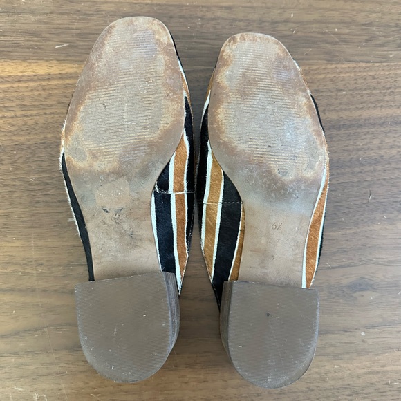 Madewell Willa Calf Hair Tan & Black Striped Loafer Mule Womens Size 6.5 - Picture 7 of 8